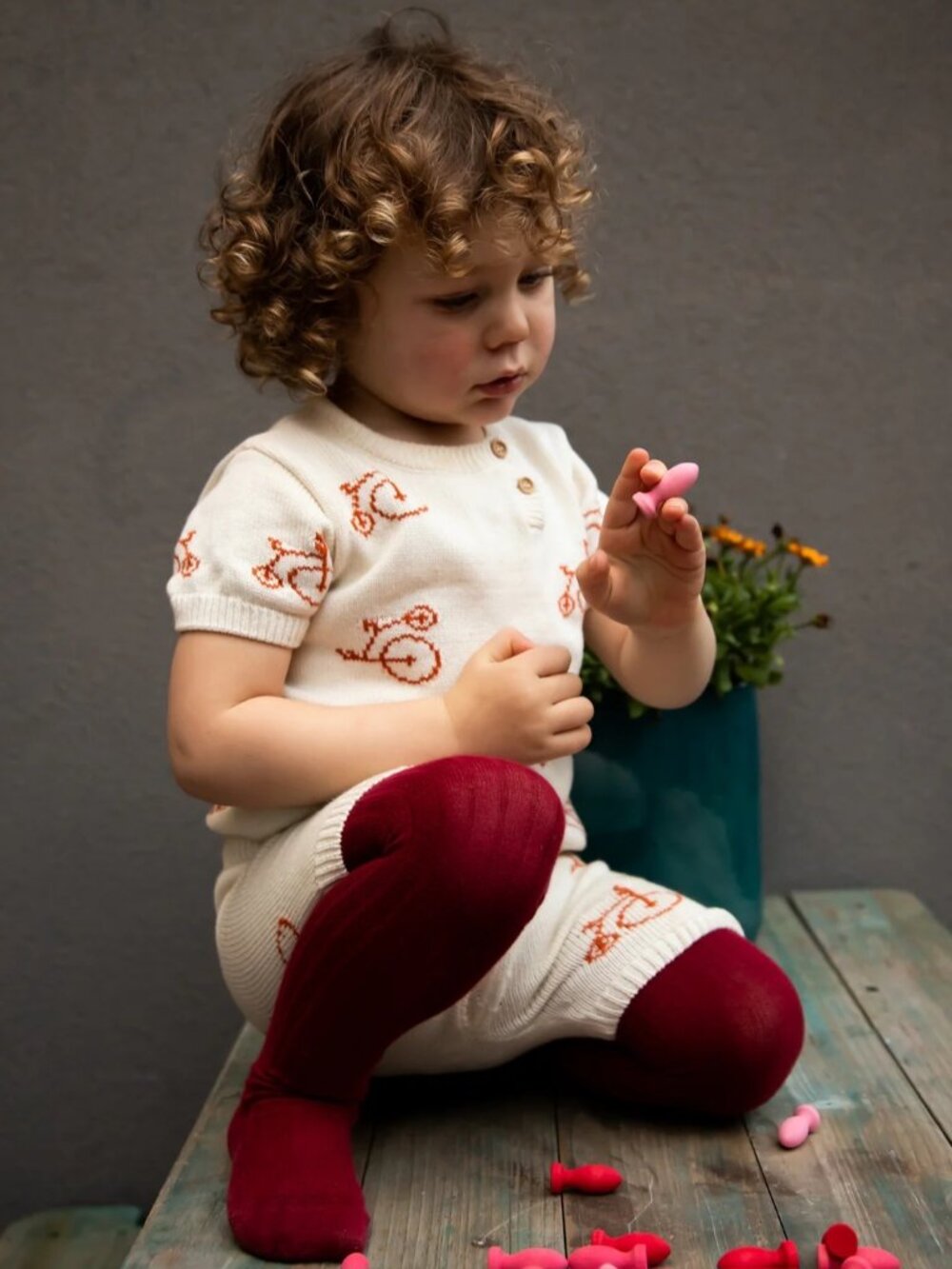NWT Fin & Vince Zion Knit Shorts / Bloomer in Bikes Pattern, 18-24 Months